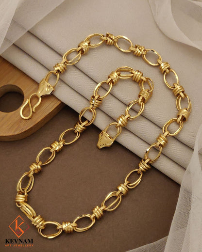 New Heavy Micro Gold Platted Joint Ring Into Pop Design Chain For Men.