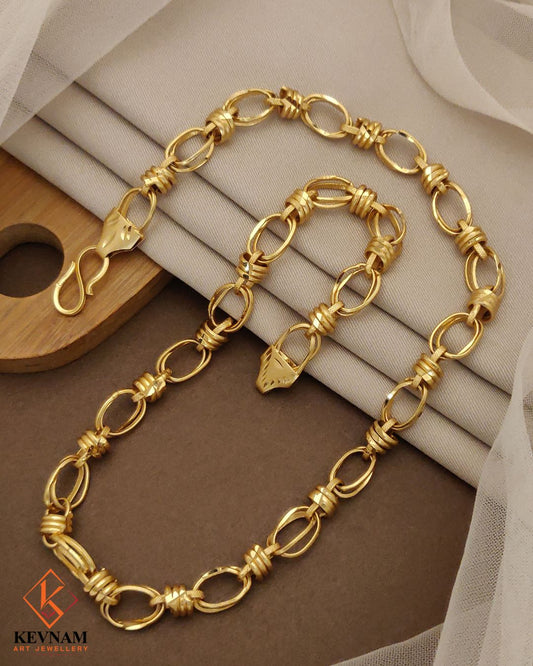New Heavy Micro Gold Platted Joint Ring Into Pop Design Chain For Men.