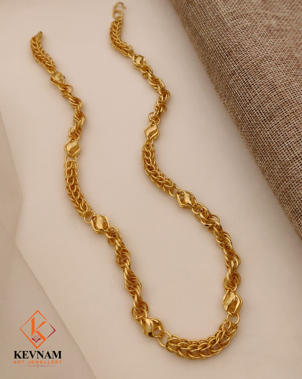 Exclusive Design Gold Plated Royal Twisted Link Chain for Men.