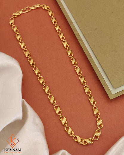 Exclusive Design Gold Plated Royal Leaf Link Chain for Men.