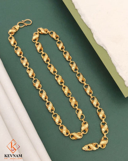 Exclusive Design Gold Plated Royal Leaf Link Chain for Men.