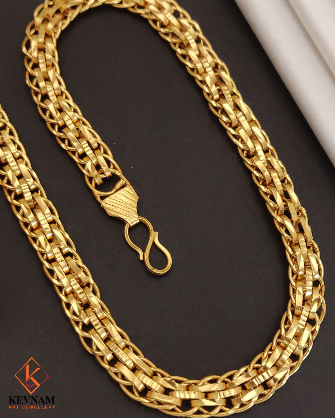 Triple Layer Wheat Link Designer Chain for Men.