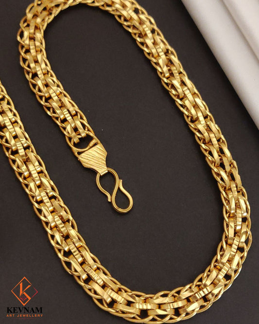 Triple Layer Wheat Link Designer Chain for Men.