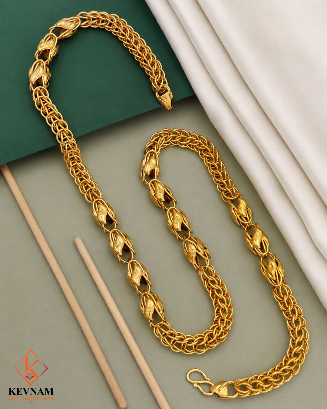New Style Crafted Design Chain With 2 Kadi Linked Rassa Chain for Men.
